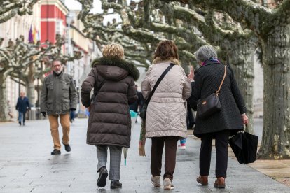 Un grupo de mujeres camina por el Paseo del Espolón.