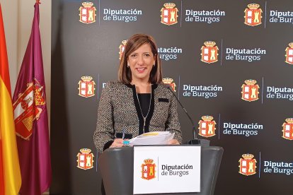 La portavoz del PSOE en la Diputación, Nuria Barrio, en rueda de prensa.
