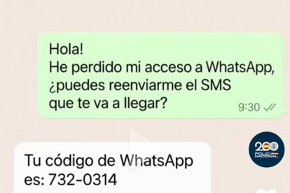 Captura de estafa a través de WhatsApp.