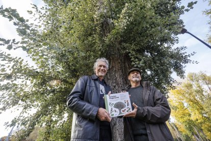 César-Javier-Palacios y Nacho Sevilla, bajo el álamo de La Quinta.