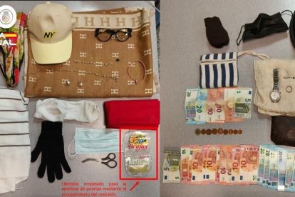 Material intervenido a las tres mujeres que pretendían asaltar un piso en Gamonal.