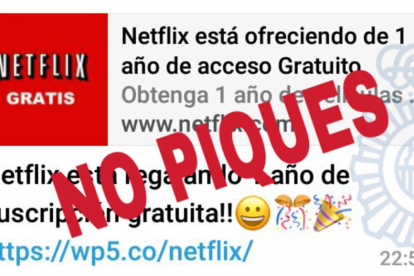 Captura de pantalla del bulo de Netflix gratis en Whatsapp.-