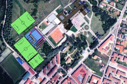 Plano de ubicación del futuro polideportivo, junto al cual (a la derecha) se construirán las pistas de pádel proyectadas.-ECB