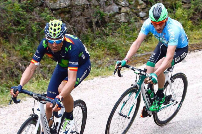 Valverde, vencedor de la ronda, y el burgalés Carlos Barbero, en plena acción en la segunda etapa-@PhotoGomezSport