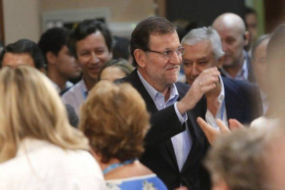 El presidente Rajoy, en la clausura la 21 interparlamentaria del PP celebrada en Guadalajara este sábado.-Foto: JUAN MANUEL PRATS
