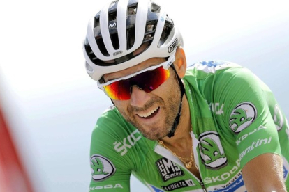 Alejandro Valverde, con el jersey verde de la regularidad
