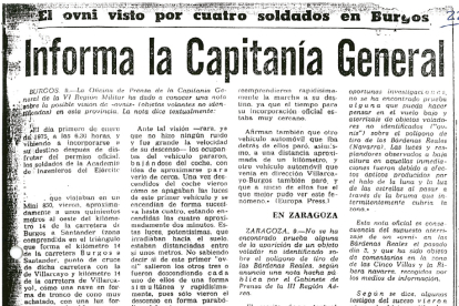 1 de enero de 1975, cuatro militares regresan de un permiso y ven una luz intensa, de color blanco amarillento y de un tamaño de dos a tres metros de altura y anchura, que caía hacia el suelo a la altura del Km. 14 de la carretera Burgos-Santander, próximo a la localidad de Quintanaortuño