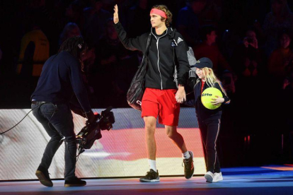 Zverev, antes de enfrentarse a Federer.-AFP