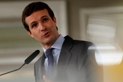 Pablo Casado, en una conferencia en un hotel de Madrid.-EFE
