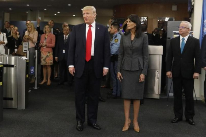 El presidente de EEUU, Donald Trump, a su llegada a la sede de Naciones Unidas en Nueva York-REUTERS / BRENDAN MCDERMID