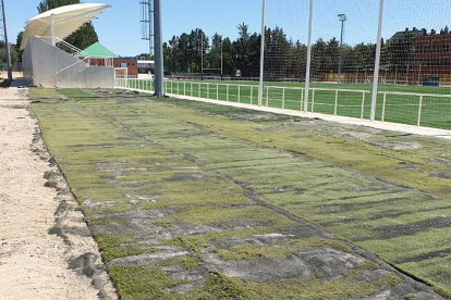 Imagen de la zona de hierba artificial donde los equipos de rugby trabajarán con el melier.-ECB