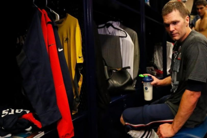 Tom Brady en el vestuario tras la final-AFP