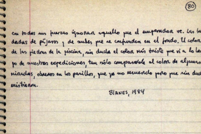 Detalle de la última página del manuscrito de 'El espíritu de la ciencia ficción' de Roberto Bolaño.-HEREDEROS DE ROBERTO BOLAÑO