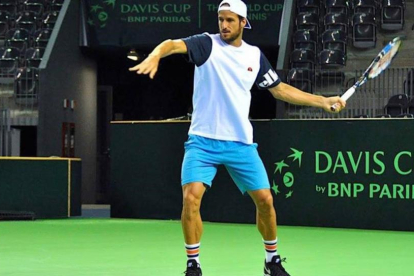 Feliciano López, entrenándose en Cluj.-