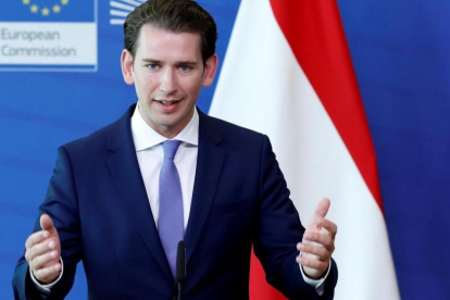 El canciller austriaco, Sebastian Kurz, en Bruselas.-FRANCOIS LENOIR (REUTERS)