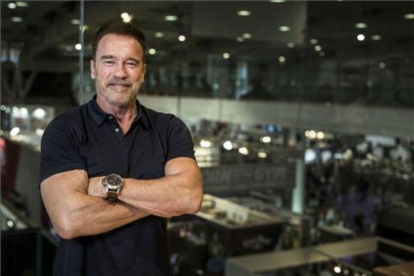 Arnold Schwarzenegger en el evento multideportivo que organiza en la Fira del Hospitalet.-FERRAN NADEU