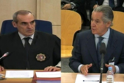 El fiscal Anticorrupción Alejandro Luzón y el expresidente de Caja Madrid Miguel Blesa, durante el juicio.-EFE