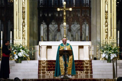 El papa Francisco durante su intervención ante las Naciones Unidas.-EFE / MATT CAMPBELL