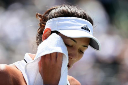 Garbiñe Muguruza, en el partido ante Wozniacki.-AL BELLO