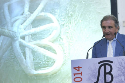 El ganadero burgalés Antonio Bañuelos durante el último pregón de la feria de San Pedro.-ECB