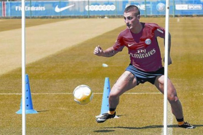 Verrati, en un primer entrenamiento del PSG.-PARIS SAINT GERMAIN