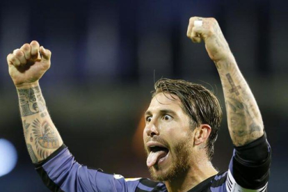 Ramos celebra uno de los goles del Madrid.-EFE