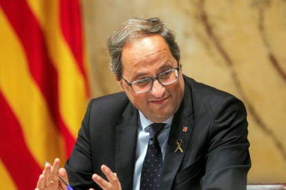 Quim Torra, durante una reunión del Govern.-EFE