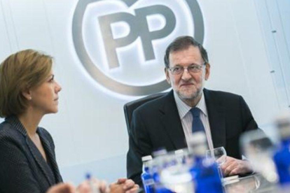 Mariano Rajoy, ayer, en la sede central del PP.-EFE / TAREK