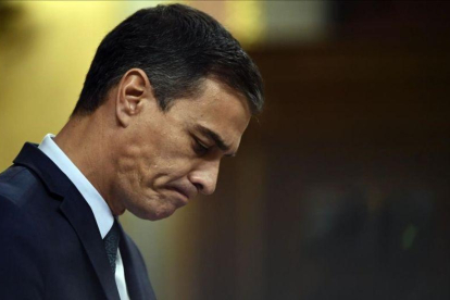 Pedro Sánchez, en la última jornada del debate de investidura.-ÓSCAR DEL POZO (AFP)