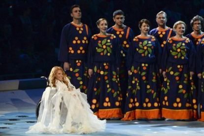 Yúlia Samóylova, en los Juegos Paralímpicos de Sochi, en el 2014.-AP / EKATERINA LYZLOVA