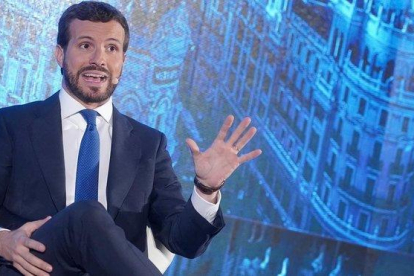 El líder del PP, Pablo Casado, en el Congreso Empresarial Iberoamericano.-JOSE LUIS ROCA