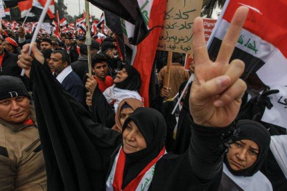 Manifestantes en Bagdad durante las protestas.-EUROPA PRESS