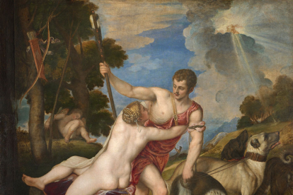 'Venus y Adonis', pintura de Tiziano que, según cuenta la leyenda, representa a Isabel de Osorio y a Felipe II. MUSEO DEL PRADO