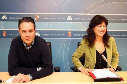 La portavoz socialista en las Cortes de Castilla y León, Ana Redondo, y el procurador Pedro González-Ical