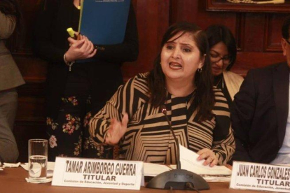Tamar Arimborgo, congresista convervadora que se opone al enfoque de género en los textos escolares distribuidos por el Ministerio de Educación.-FACEBOOK