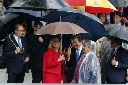 La presidenta de Andalucía, Susana Díaz, junto a los presidentes de Asturias y Cantabria, Javier Fernández y Miguel Ángel Revilla.-JUAN MANUEL PRATS