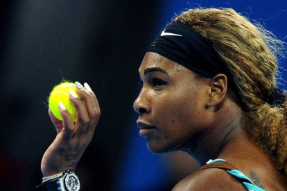 Serena Williams en un momento del partido contra Lucie Sarafova, en el torneo de Pekín.-