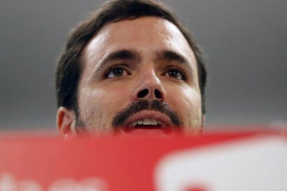 El coordinador federal de IU, Alberto Garzón, este sábado en la asamblea de la formación.-EL PERIÓDICO (EFE / ÁNGEL DÍAZ)