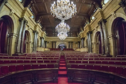 El hemiciclo del Parlament de Catalunya, vacío.-FERRAN SENDRA