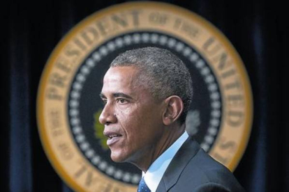 Barack Obame durante su intervención sobre el ébola, el lunes en Washington.-