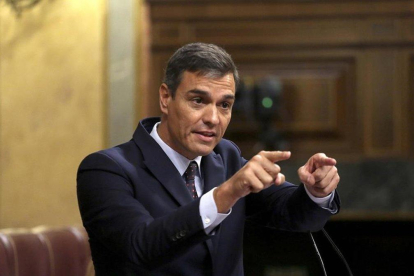 Pedro Sánchez, el pasado 11 de septiembre en el Congreso de los Diputados.-DAVID CASTRO