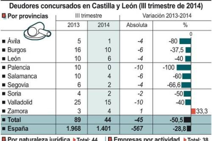 Deudores concursados en Castilla y León (III trimestre de 2014)-Ical