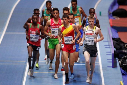 Adel Mechaal, en la final de 3.000 metros en Birmingham.-REUTERS/ JOHN SIBLEY