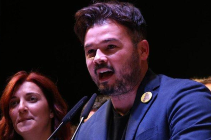 Gabriel Rufian, durante la noche electoral.-ELISENDA ROSANAS (ACN)