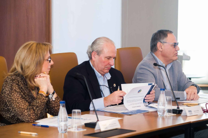 Emiliana Molero, Ignacio San Millán e Íñigo Llarena en la presentación del Índice de Confianza Empresarial. TOMÁS ALONSO