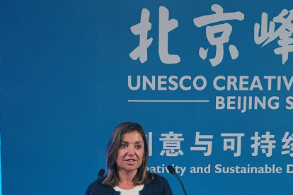 La concejal Carolina Blasco en su intervención en Pekín.-ECB