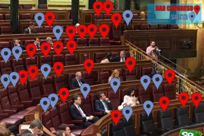 Imagen que ha colgado Bob Estropajo en Twitter para ironizar con las ausencias del PP durante el debate.-TWITTER / BOB ESTROPAJO