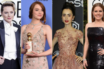 De izquierda a derecha, Evan Rachel Wood, Emma Stone, Lilly Collins y Amy Adams.-AFP