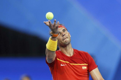 Rafael Nadal, en su victoria.-AP / TREVOR COLLENS