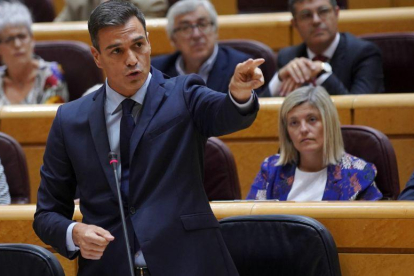 El presidente del Gobierno, Pedro Sánchez, durante un pleno del Senado, el pasado 11 de septiembre.-JOSE LUIS ROCA